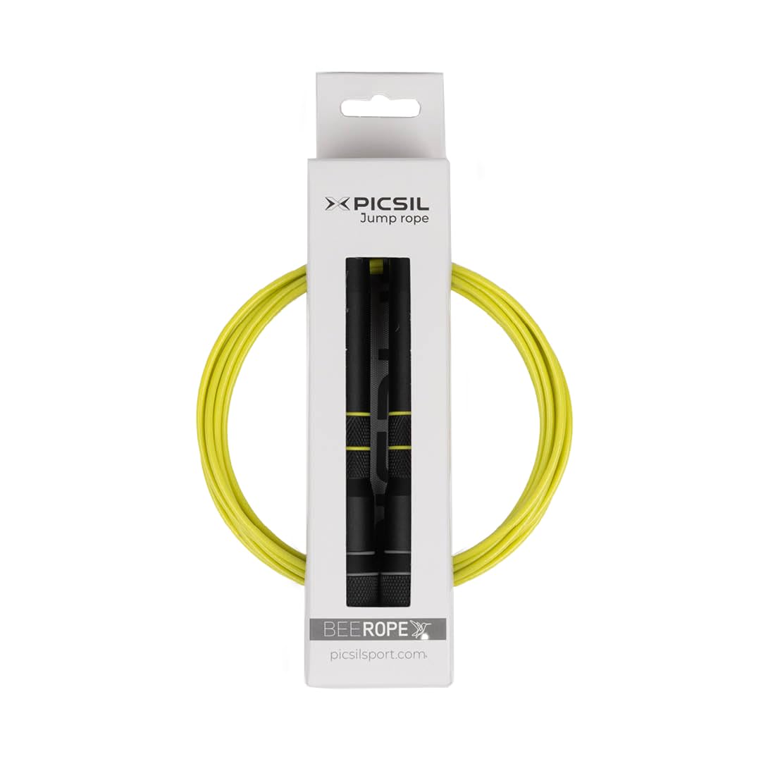 PICSIL Bee Rope - Aluminum Rope The only self-Adjusting Rope in The World, Very Light and Extremely Fast. Speed Rope, Double Dutch Jump Rope Double Unders, Cross Training, Boxing, Fitness (New Black)