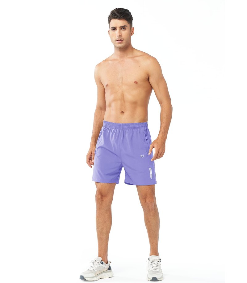 NORTHYARD Men's Athletic Running Shorts Gym Workout 7"/9"/5" Quick Dry Lightweight Sports Basketball Tennis 3 Zipper Pockets VIOLET-5inch M