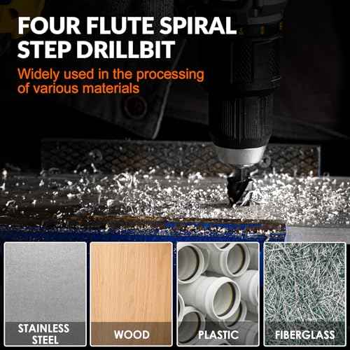 THINKWORK Four Spiral Flute Step Drill Bit Set (Metric), 5 Pcs HSS Step Drill Bits (4mm-35mm) Unibit Step Drill Bit, 6mm and 10mm Shank Step Bits for Aluminum, Wood, Plastic, Metal