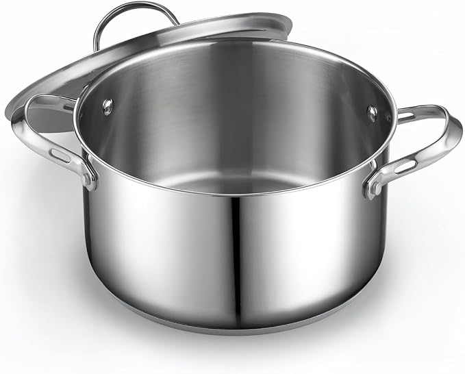 Cooks Standard Classic 6 Quart Stock Pot with Lid, Stainless Steel Dutch Oven
