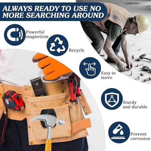 2-Pack Magnetic Tool Holder, Full Metal Magnetic Belt Clip Holster for Screws,Nails,Hammer,Pliers,Spanner and Any Magnet Hardware, Great for Electricians, Plumbers, Carpenters