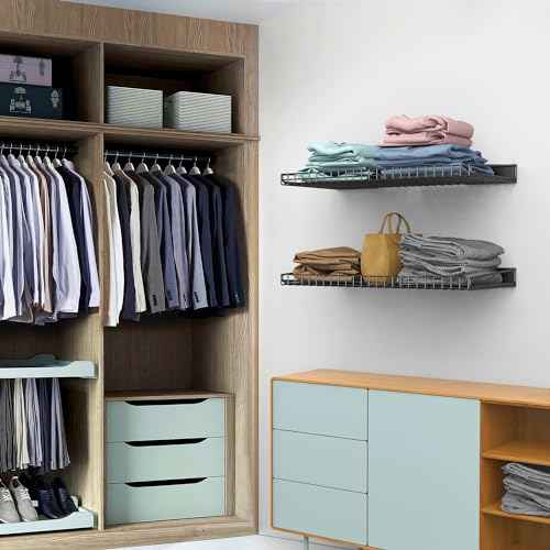 Ultrawall Wall Mounted Storage Shelf for Garage, 2 Pack Metal Shelf Rack, Heavy-Duty Wall Organizer Shelves Suitable for Shop, Shed, Garage 23.5inch x 12inch(Black)