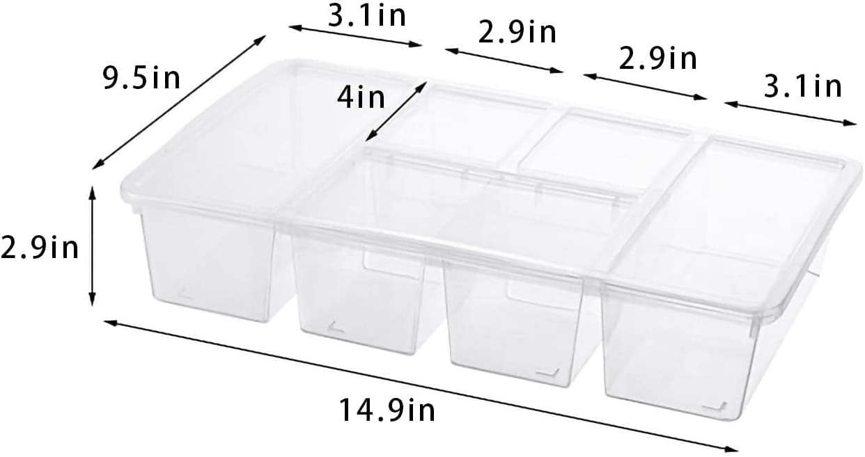 Eanpet 2Pack Veggie Tray with Lid 5 Compartment Food Container with Dividers Large Serving Tray Travel Snack Containers Stackable Produce Saver Snackle Box for Fruit,Vegetable,Salad,Meal