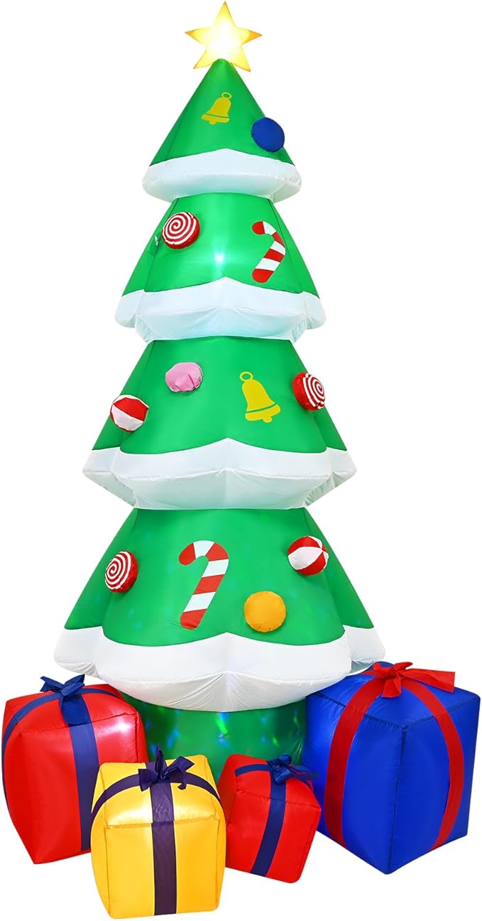 FRAMICS 10 FT Christmas Inflatable Outdoor Decoration, Inflatable Christmas Tree, Built-in LED Blow Up Christmas Decorations Outdoor, Colorful Christmas Tree Inflatable for Xmas Party Garden Decor