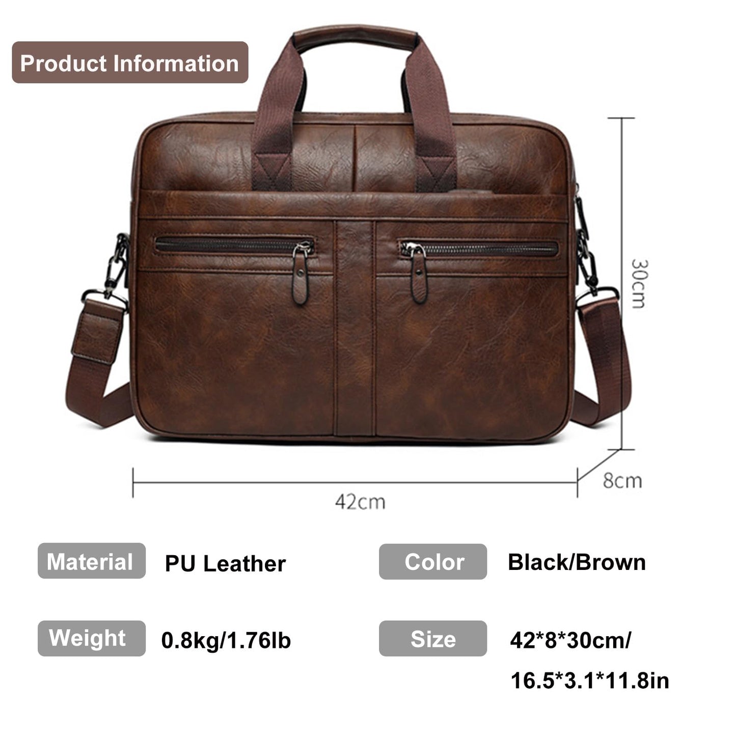 Henmifyer Men's Leather Messenger Bag, Laptop Briefcase Business Satchel Computer (Brown, 16 inch)