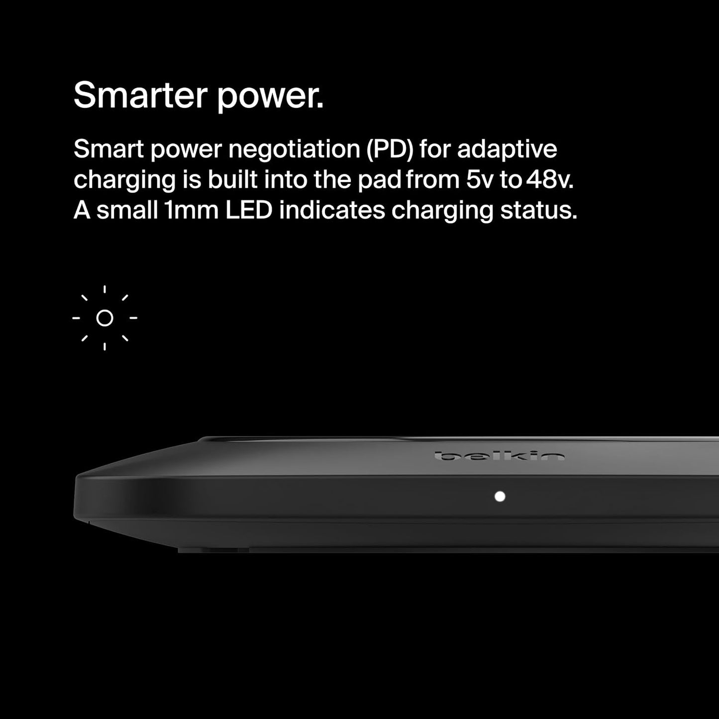 Belkin BoostCharge Pro 15W Universal Easy Align Wireless Charging Pad, Fast Qi Charger, Large Charging Pad for Apple iPhone, Samsung Galaxy, Apple AirPods Pro, and Other Devices - Black