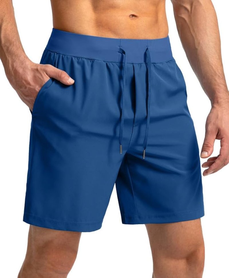 Soothfeel Men's Running Shorts with Zipper Pockets 7 Inch Lightweight Quick Dry Gym Athletic Workout Shorts for Men (Royal Blue, M)