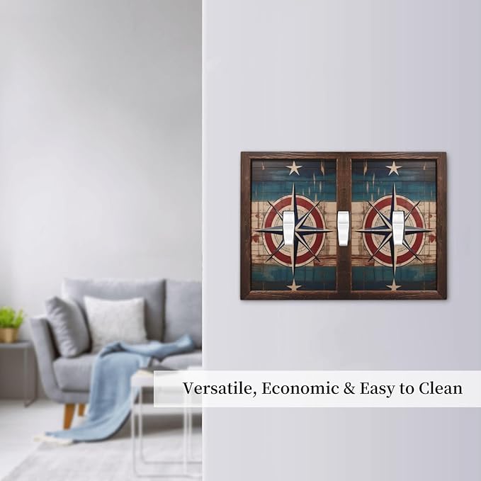 Decorative Art Light Switch Covers Nautical Rustic Star Emblem 3 Gang Triple Toggle Wall Plate Decorative Switch plate Electrical Faceplate for Home Decor