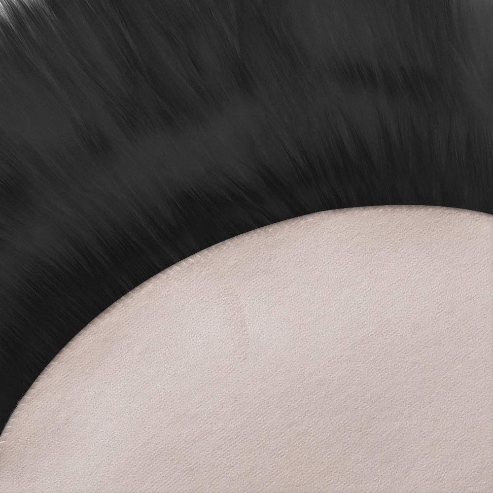 RosieLily Ultra Soft 2 x 3 Feet Faux Fur Rug, Fluffy Shaggy Area Rug Sheepskin Fur Rug, Black Fuzzy Rug Machine Washable Shag Rug, Nursery Decor Throw Rugs Carpet for Bedroom, Kids Room, Living Room