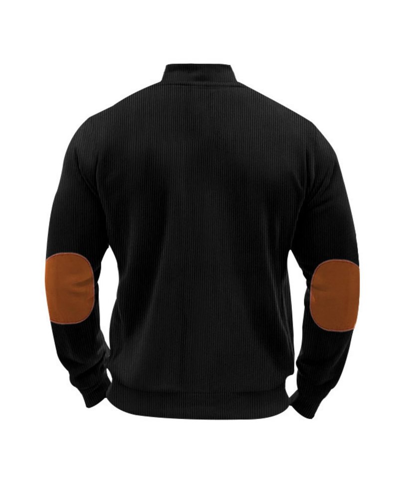 LIZALIG Men's Vintage Cardigan Jacket Soft Block Collar Zip-Up Casual Jackets for Daily Wear Travel Lightweight Layering Piece