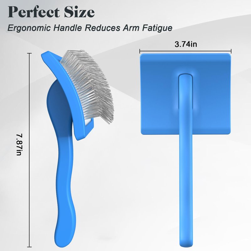2PCS Slicker Brush for Dogs & Pet Comb,Professional Dog Grooming Brush (Goldendoodles,Poodles,Labradoodles) with Extra Long Pins to Effectively Remove Tangles, Knots and Mats (Blue, Large)