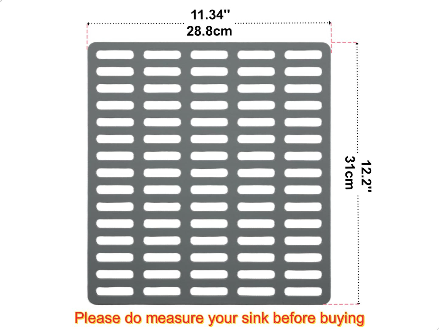 Cukwily Kitchen Sink Mat, Sink Protector, Silicone Mat, Heat Resistant, No Smell, Raised Feet, 12.2” x 11.34”
