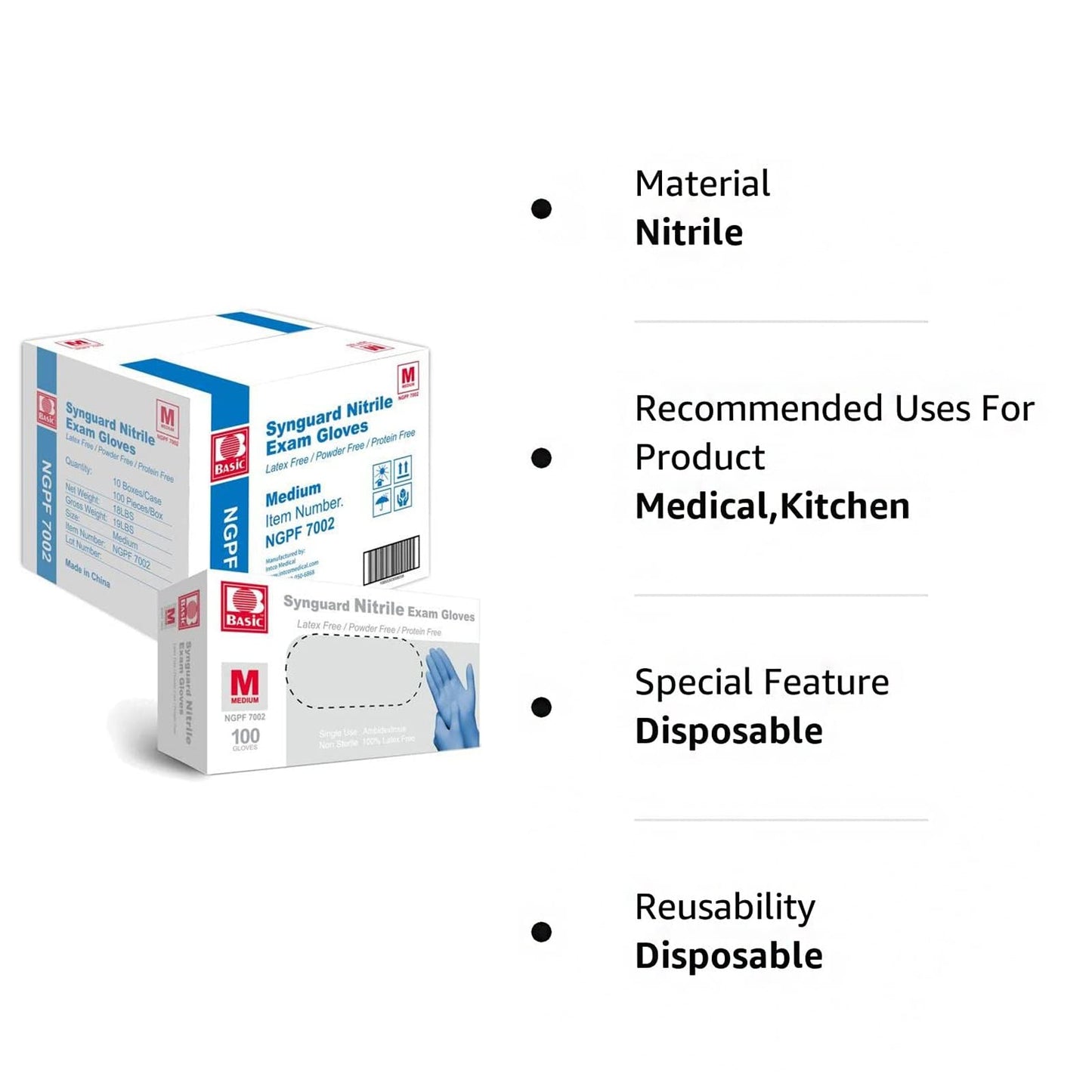 Jointown Basic Medical Blue Nitrile Exam Gloves - Latex-Free & Powder-Free - NGPF7002 (Case of 1,000), Medium
