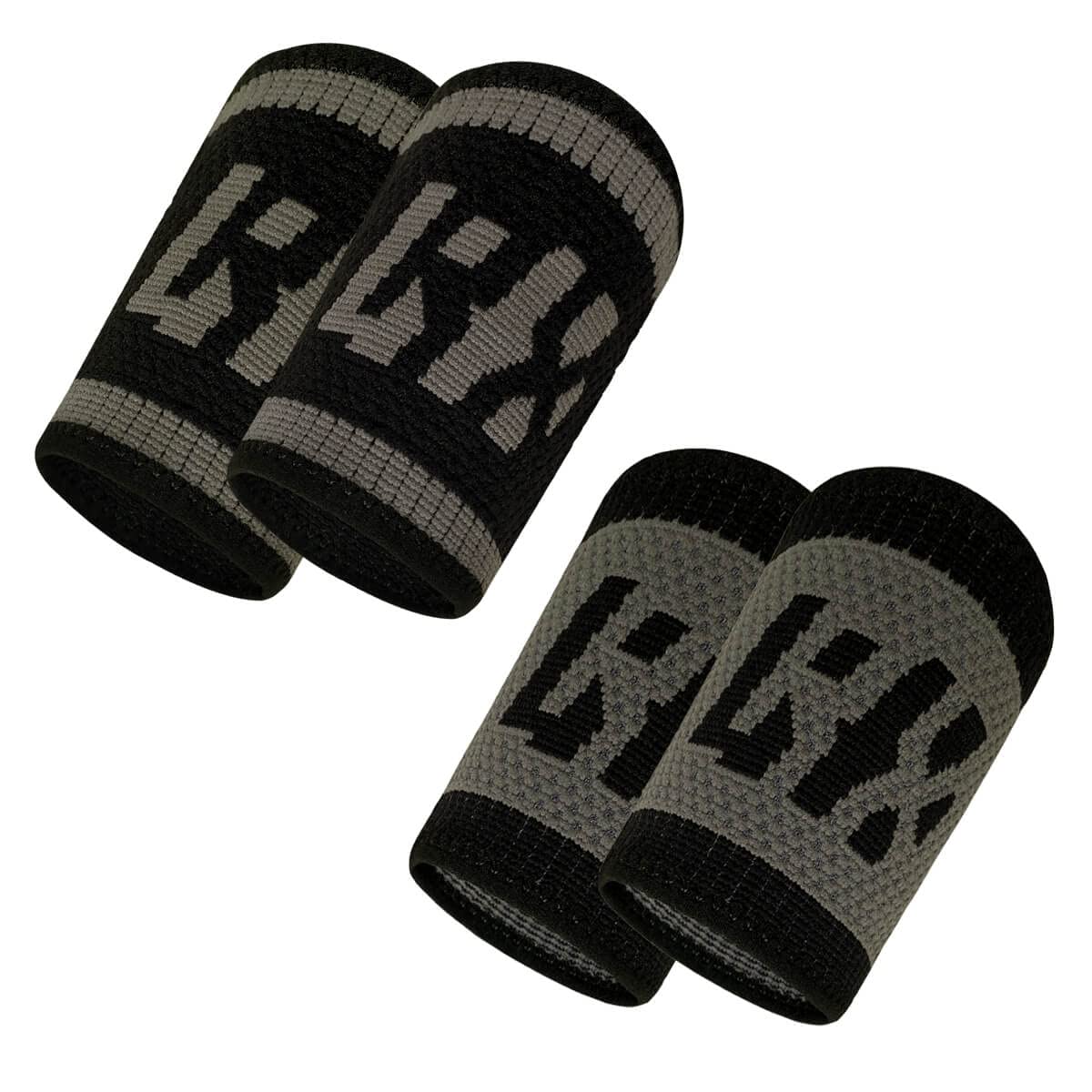 LYFT-RX Wrist Sweatbands, Slim Fit Design for Weightlifting, Gym, Workout, Cross Training, Weight Lift, Sports, 4.5 inch Sweat Wicking Wrist Bands, Men & Women, 2 Pairs - Gray Dark/Light Small