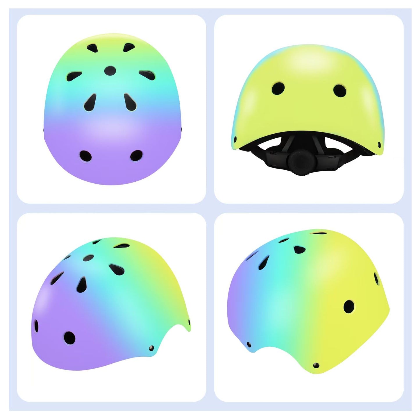 Color Gradient Adjustable Kids Bike Helmet with Knee & Elbow Pads Set | Multi-Sport Safety Gear for Boys & Girls Ages 5-14 | Skateboarding, Scooters, Roller & Inline Skating, Longboarding