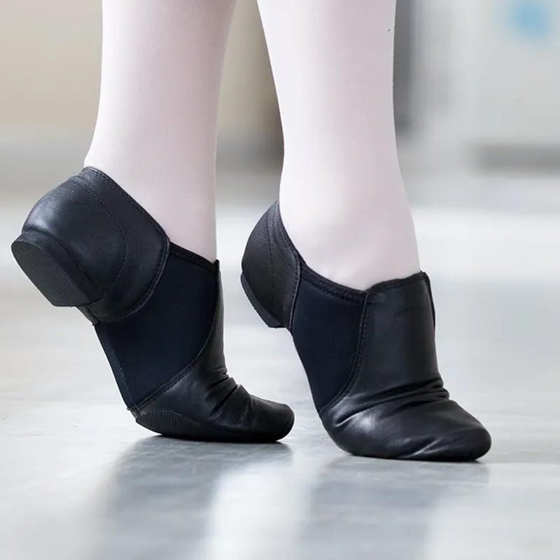 Stelle Jazz Shoes for Girls and Boys Slip-On Leather Dance Shoes (Toddler/Little Kid/Big Kid)(SJ05-Black,12ML