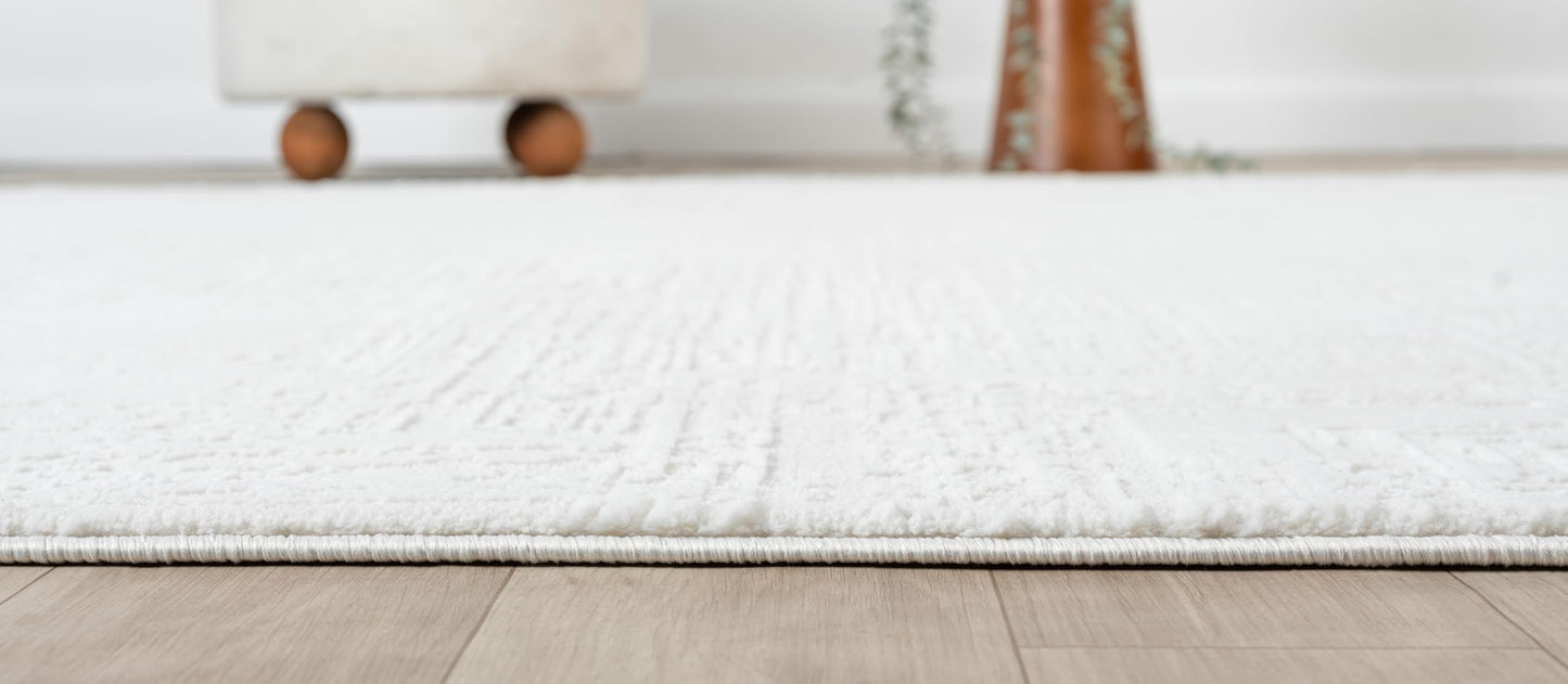 RUGGERRUGS Amy Modern Abstract Area Rug for Living Room, 4x6 Contemporary Textured Geometric Cream Neutral Rug, Stain Resistant Non-Shedding Carpet for Bedroom, Dining Room or Kitchen (4' x 6', Cream)