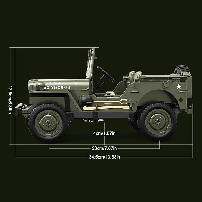 Remote Control Car 2.4Ghz 4WD Off Road RC Jeep Rock Crawler Vehicle with Linked Lights 1:10 Scales All Terrain Remote Control Trucks RTR Hobby RC Car for Teen Adults