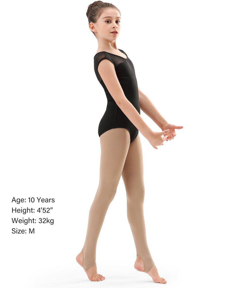Stelle Girls Women Stirrup Tights Ultra Soft Dance Tights for Ballet, Gymnastics, School (Little Kid/Big Kid/Women)(3 pack Tan,6-8Years)