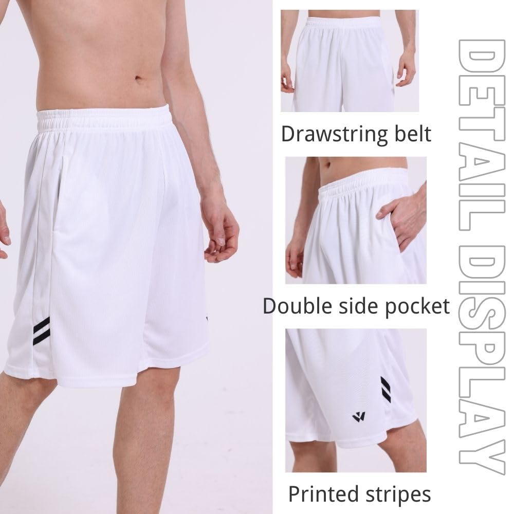 fovdtaa 5 Pack Mens Sports Shorts Men's Athletic Shorts with Pockets and Elastic Waistband, Quick Dry Workout Shorts for Men Running Trousers Black,Grey,Blue,Navy,White L