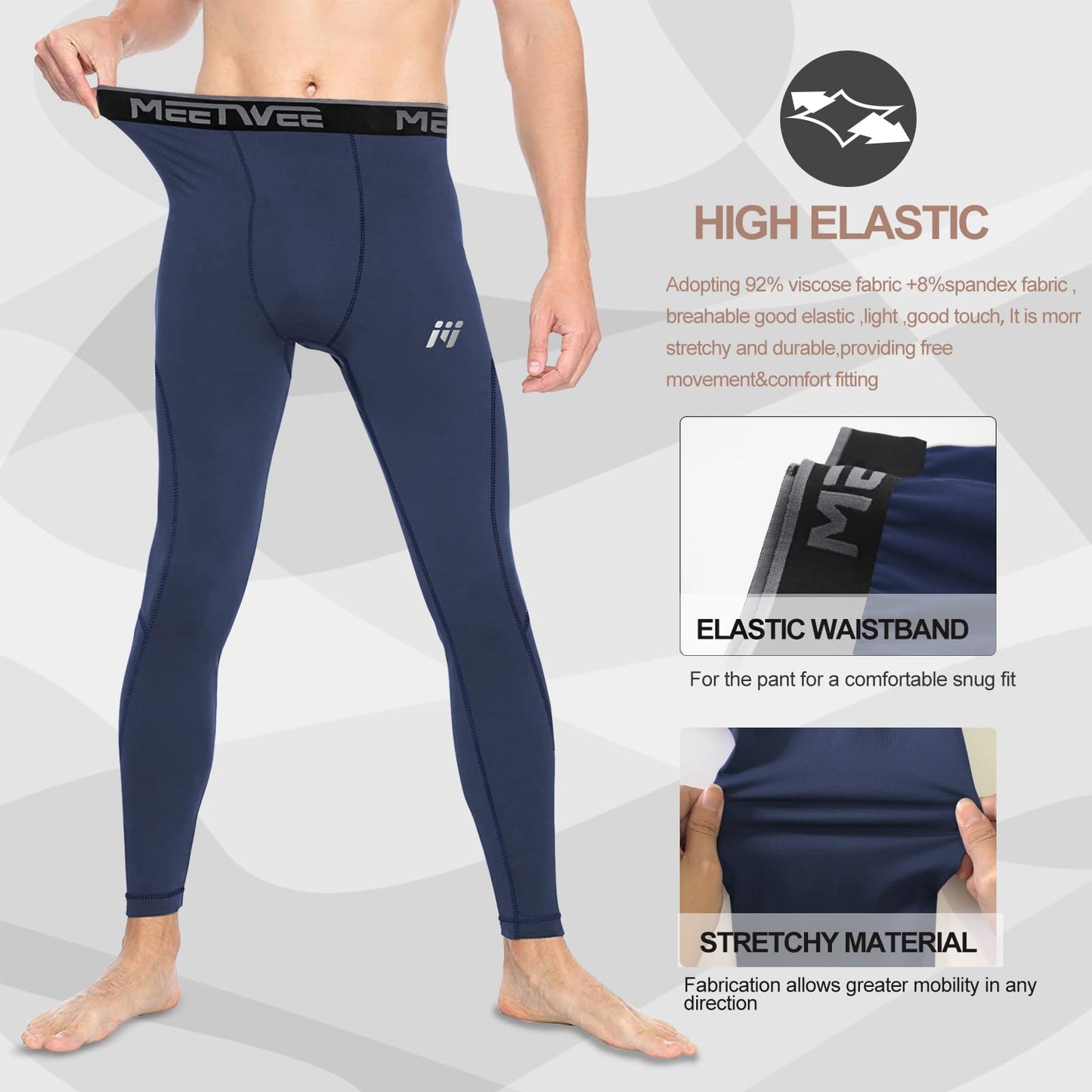 MEETWEE Men's Thermal Underwear, Long Underwear, Winter Leggings, Functional Underwear, Ski Underwear, Warm Underwear for Men
