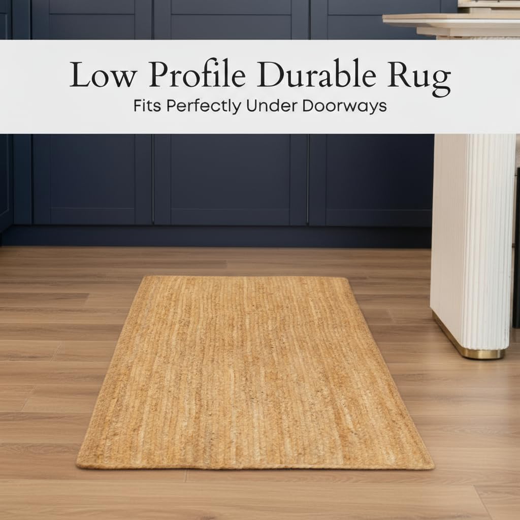 Jute Rug 2'x3' Natural Farmhouse Entryway Rug, Door mat & Kitchen Mat with Non-Slip Backing, Indoor Farmhouse Door Mat for High-Traffic Areas, Earthy 24"x36" for Entryway & Kitchen Boho Decor