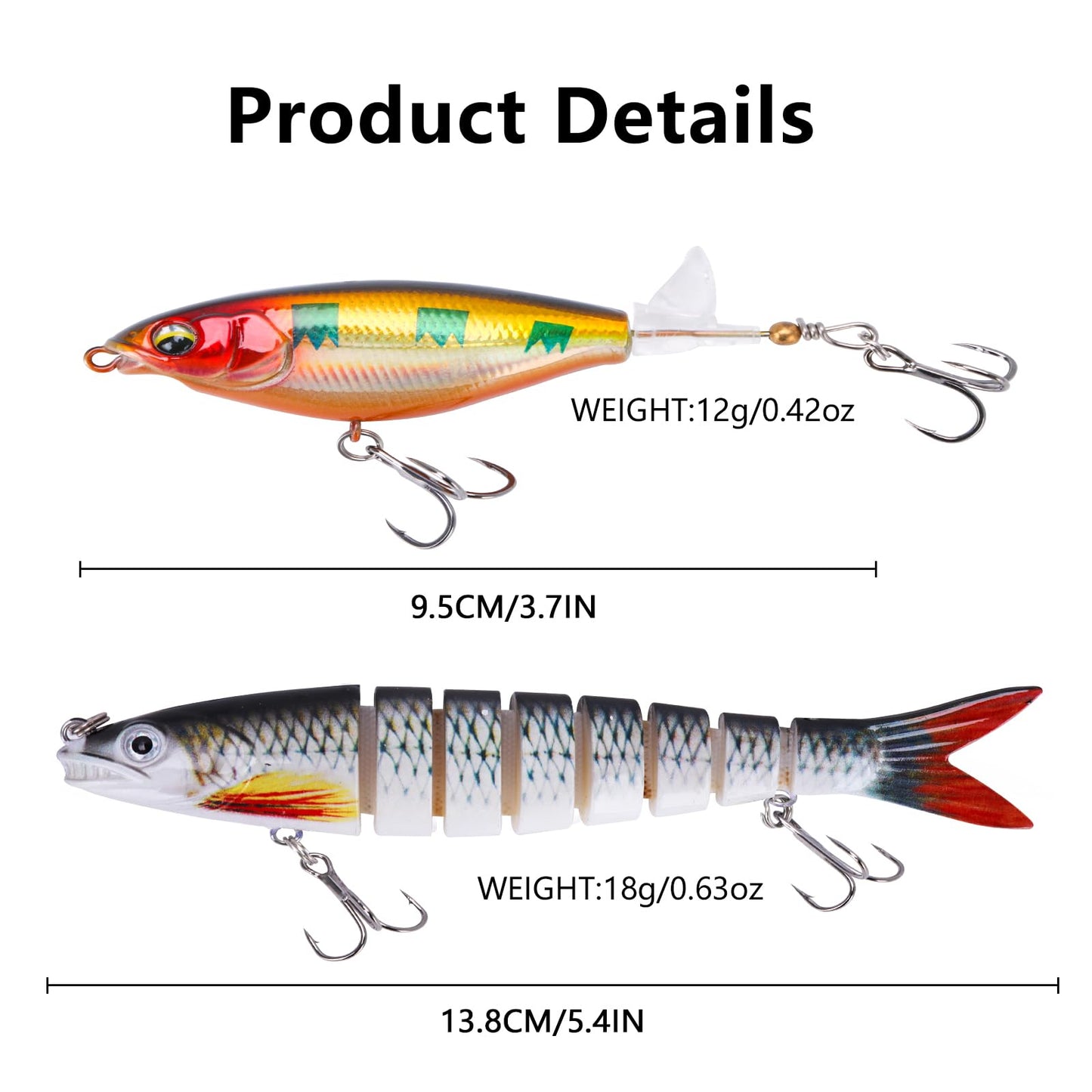 6PCS Swimbait Kit Realistic Bait and Surface Bait with Realistic 3D fisheye and Multi Joint Swimming Movements, Perfect for Saltwater and Freshwater Fishing Kits (A-6PCS)