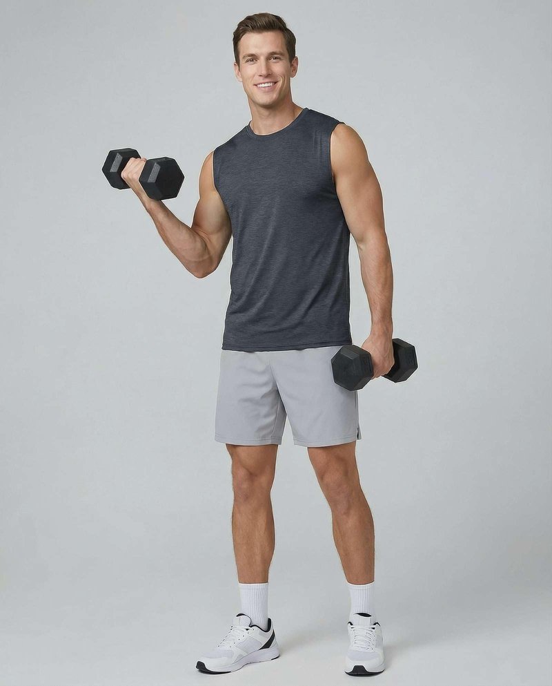 Real Essentials: Men's Dry Fit Tank Tops Sleeveless Workout Shirts Moisture-Wicking Muscle Tank Gym Running, Standard, XX-Large, Regular Size - Set C