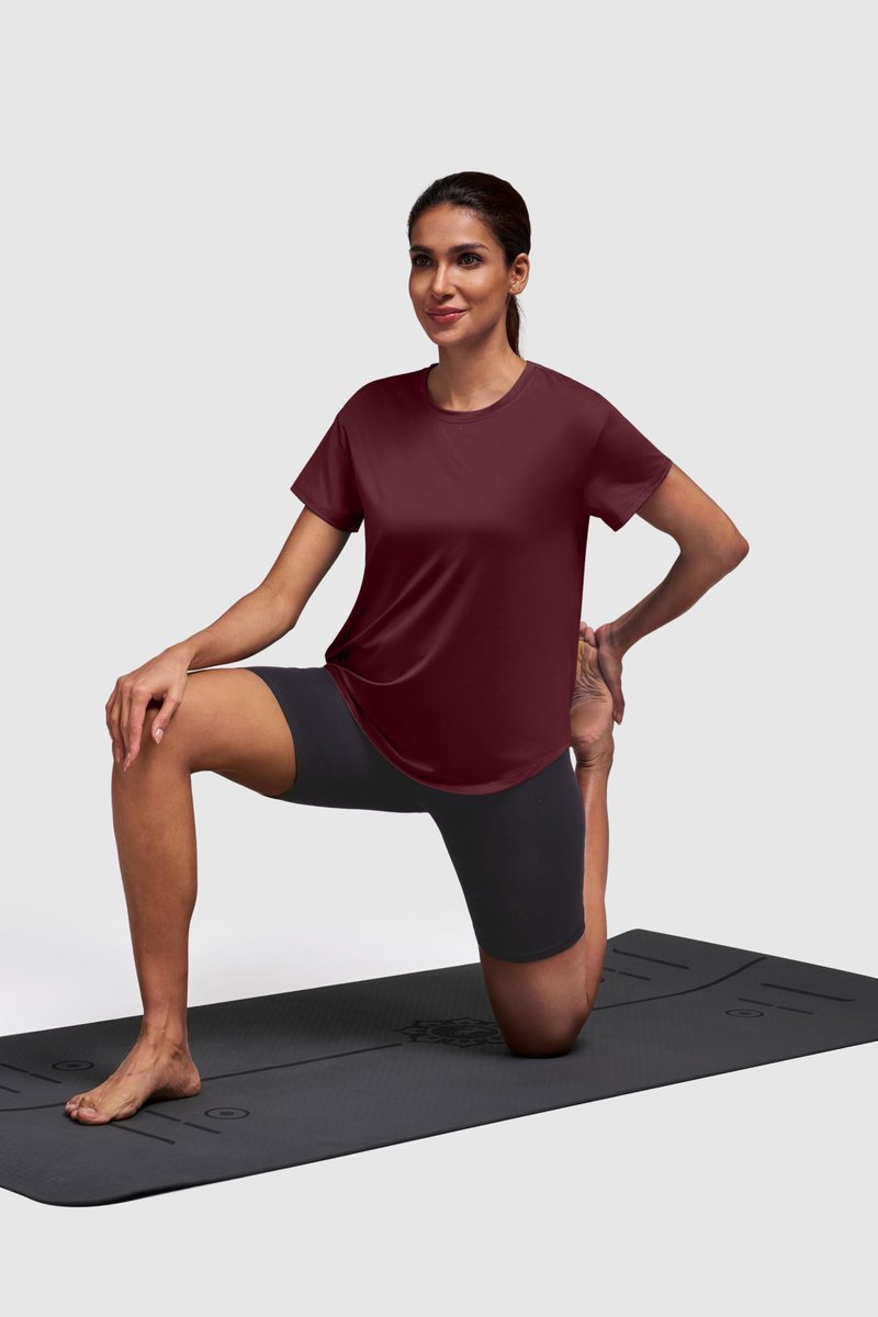 Alaroo Workout Tops for Women Short Sleeve T-Shirts Loose Fit Shirts Fitness Clothing Pilates Summer Tops 2026 Lightweight Red M