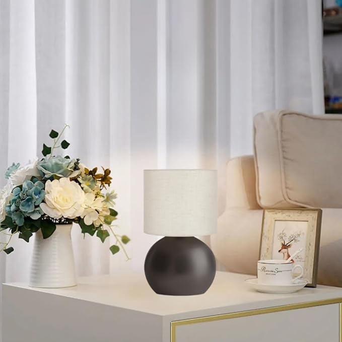 Small Table Lamp for Bedroom,Bedside Nightstand Lamp for Living Room,Minimalist Bedside Light lamp Set of 2, 10.4 Inch Desk Light for Bedroom, Living Room,Including Light Bulb(Brown)