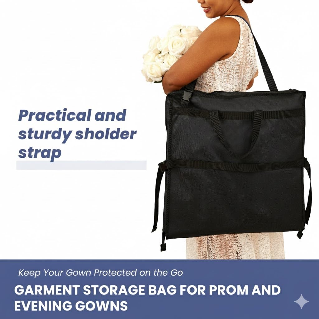 Wedding Dress Garment Bag 72" – Waterproof Trifold Travel Garment Bag for Bridal Gown with Shoulder Strap, Suitcase Sleeve & Accessory Pockets – Fits Full Skirts, Oxford Fabric, Carry Handle