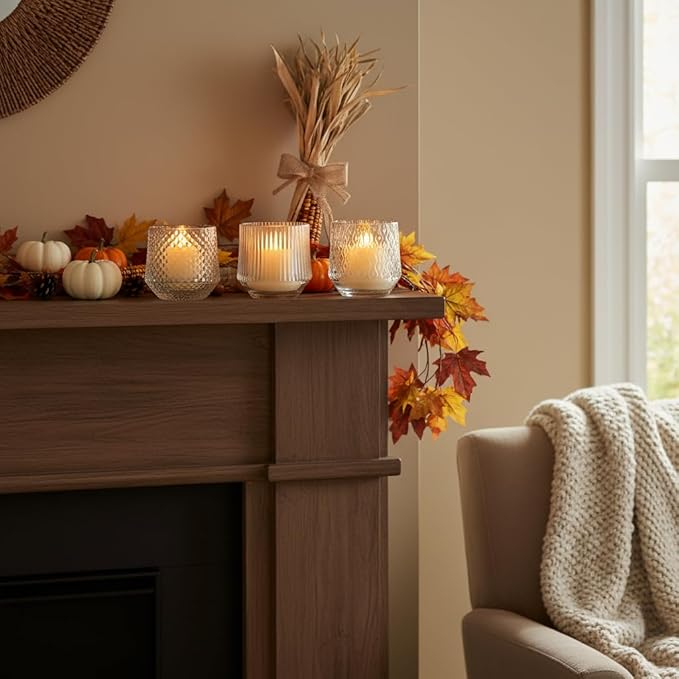 LED Glass Candle Set, Remote Control, USB Rechargeable, 3 Pattern Flickering Flames, Warm White Light