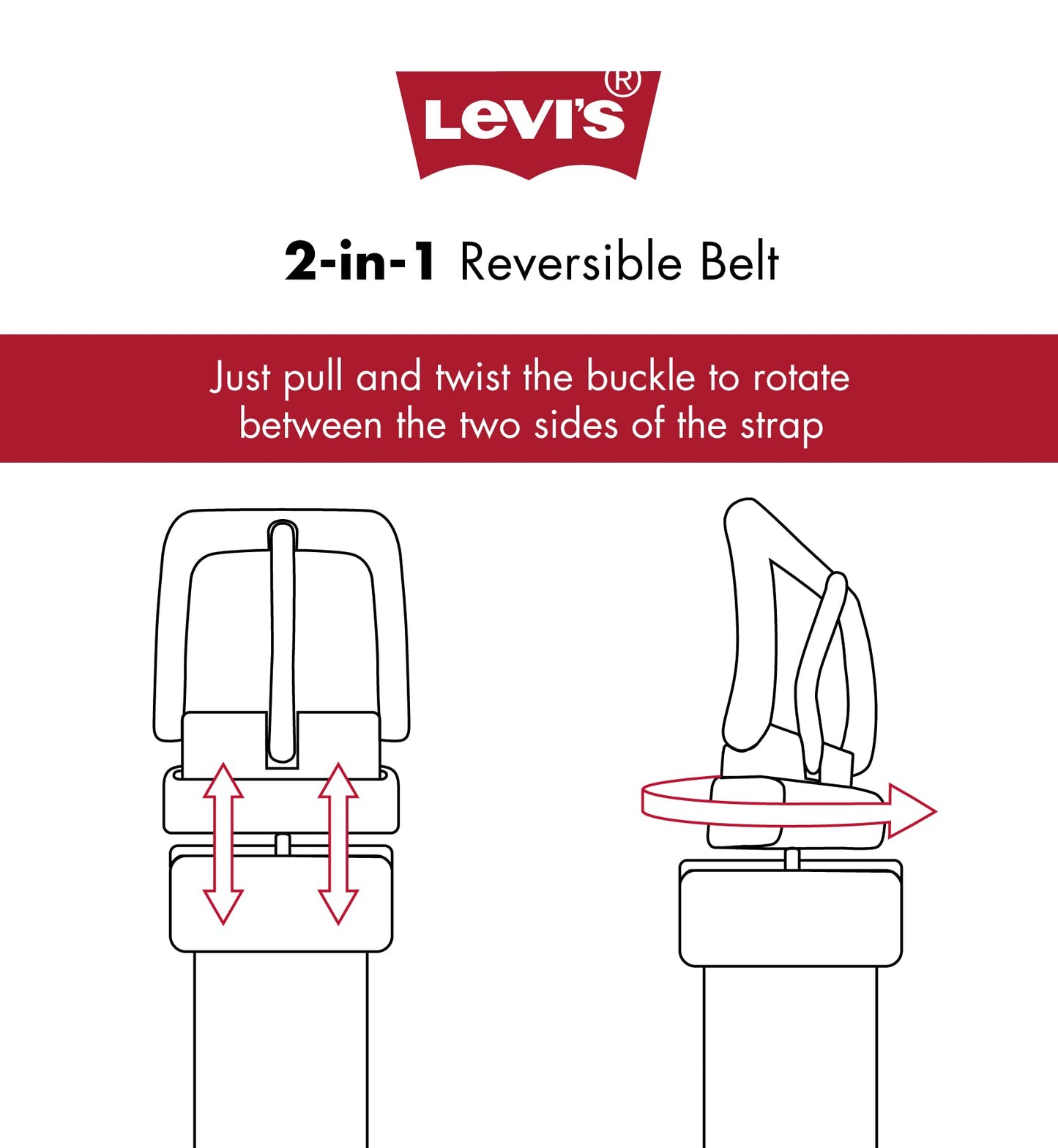 Levi's Women's Reversible Western Buckle Casual Belt, Tan/Black, Large