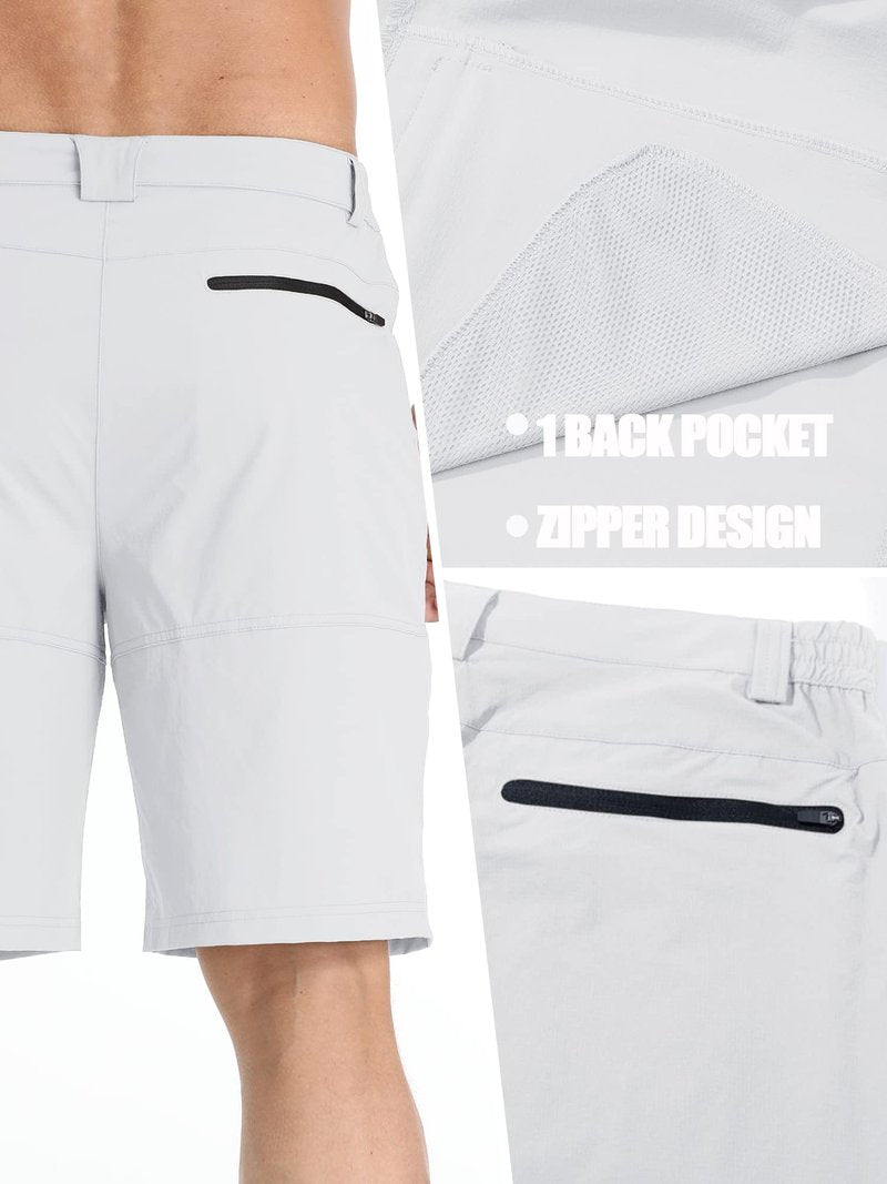 TACVASEN Mens Golf Shorts 10" Cargo Casual Dress Shorts Quick Dry Water Resistant Summer Hiking Travel Business Zipper Pockets White 36