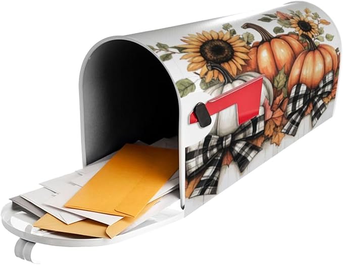 Mailbox Covers Pumpkin Sunflower Fall Thanksgiving Pumpkin Sunflower Fall Thanksgiving Magnetic Letter Post Box Cover Standard Size 25.5 x 21 Inch Garden Yard Home Decorative