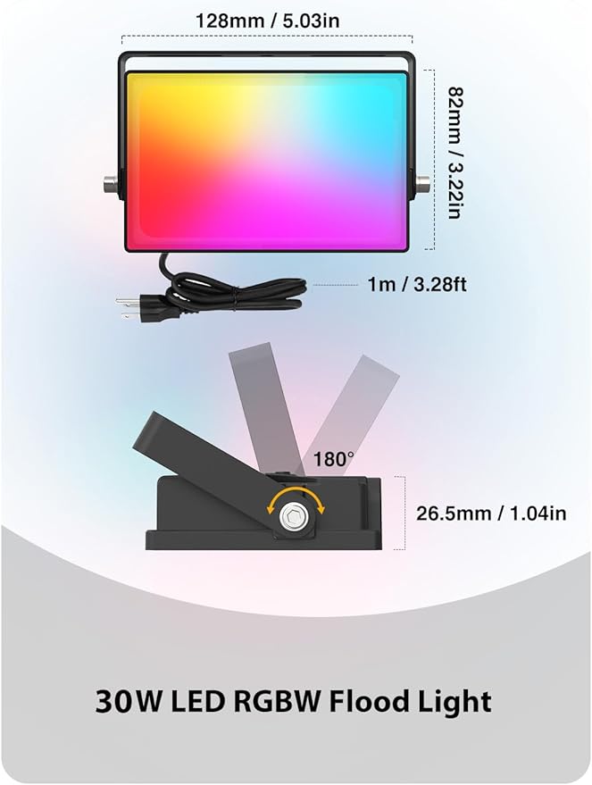 Onforu LED Flood Light Outdoor 30W 2500LM, Color Changing RGBW Floodlight with Remote, 2700K Warm White IP66 Stage Lights Indoor Uplights for Events, Uplighting for Halloween 4 Pack