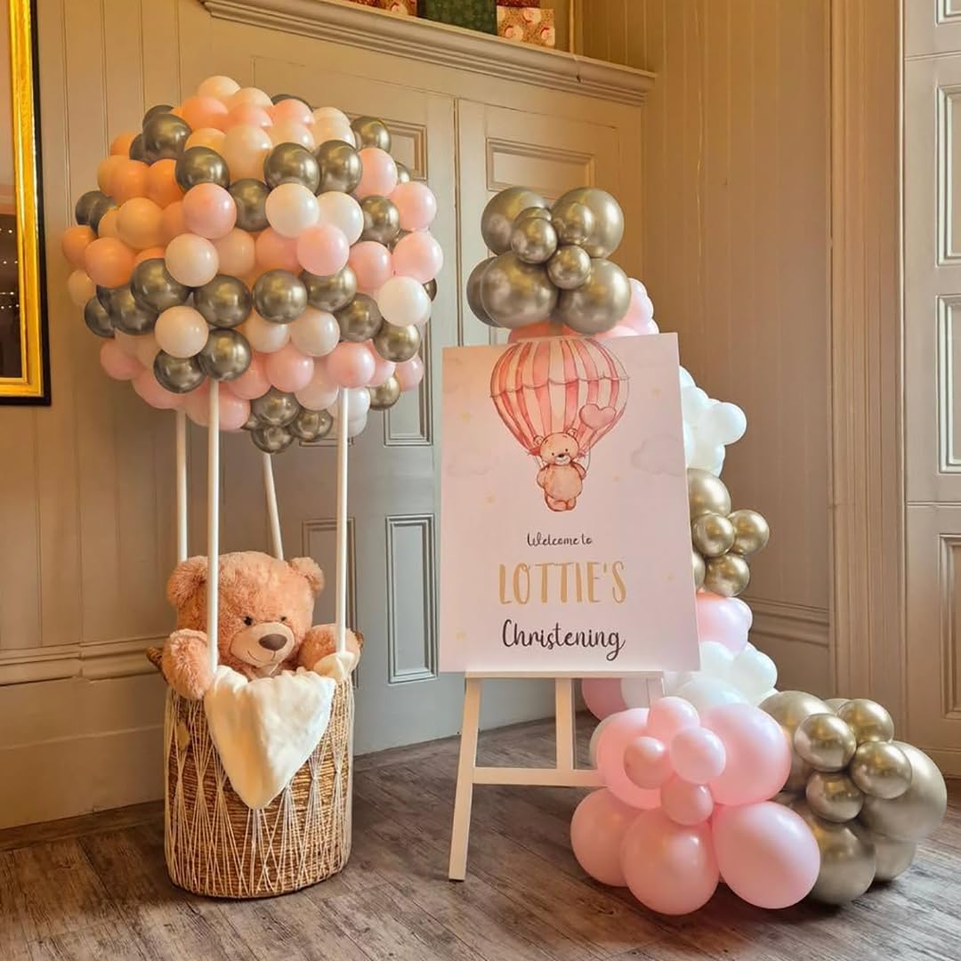 Pink White Silver Balloons Arch Kit, 162pcs Winter Wonderland Garland with Pastel Pink White Metallic Silver and Confetti Balloons for Wedding Princess Snowflake Theme Birthday Party Decorations