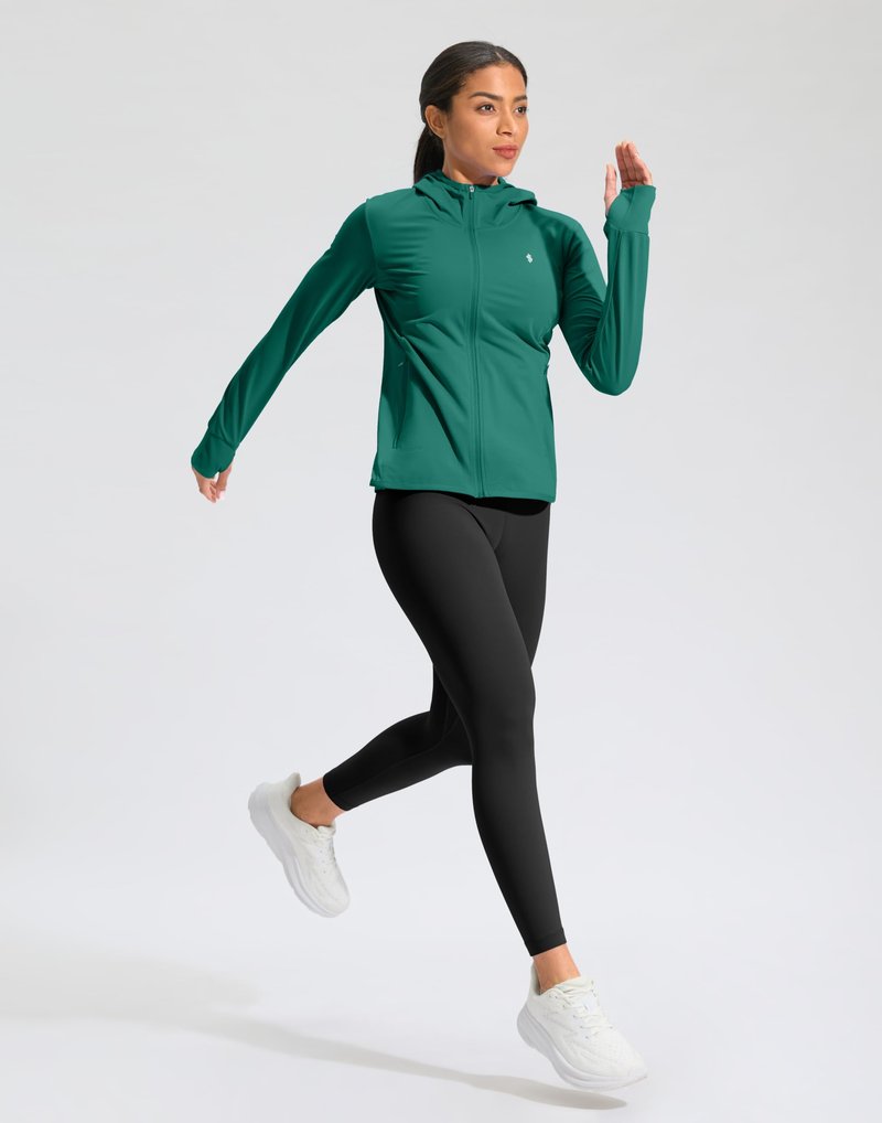Soothfeel Women's UPF 50+ Sun Protection Hoodie Jacket Lightweight Long Sleeve Sun Shirt for Women with Pocket Hiking Outdoor(Teal, S)