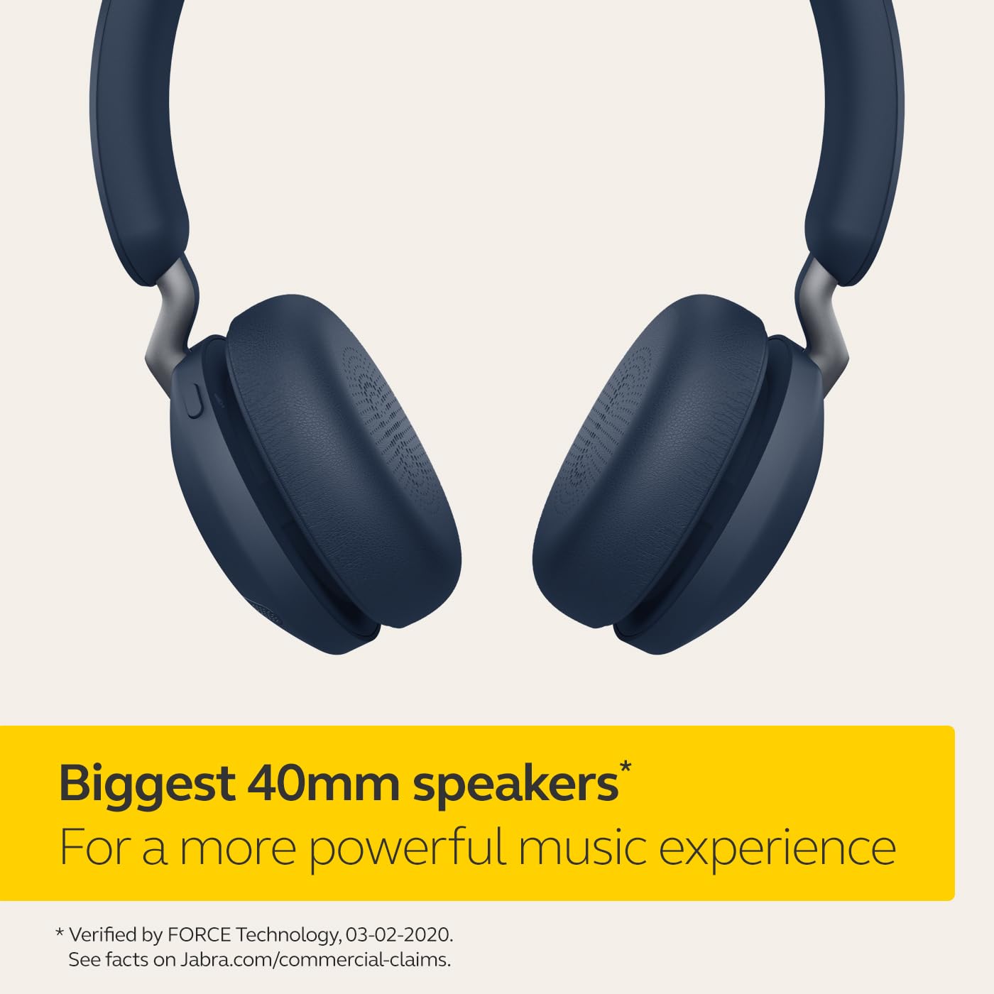 Jabra Elite 45h, Navy – On-Ear Wireless Headphones with Up to 50 Hours of Battery Life, Superior Sound with Advanced 40mm Speakers – Compact, Foldable & Lightweight Design