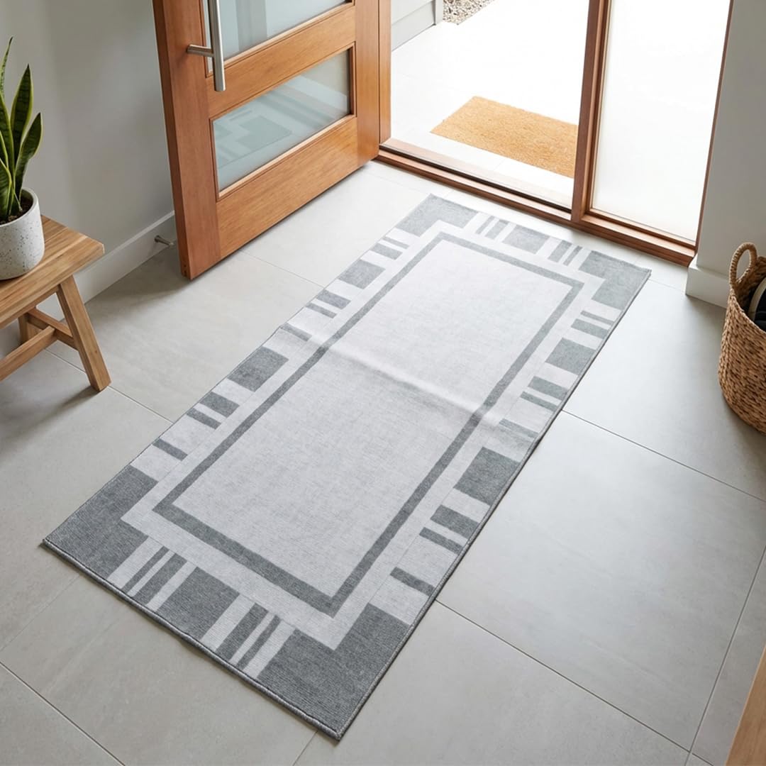 Muddy Mat® Muddy Carpet® Trellis 3ft x 7ft Washable Area Rugs for Living Room, Bedroom & Dining Room – Modern Soft Low Pile Non Slip Carpet – Pet Friendly Waterproof Foldable Rugs for Home