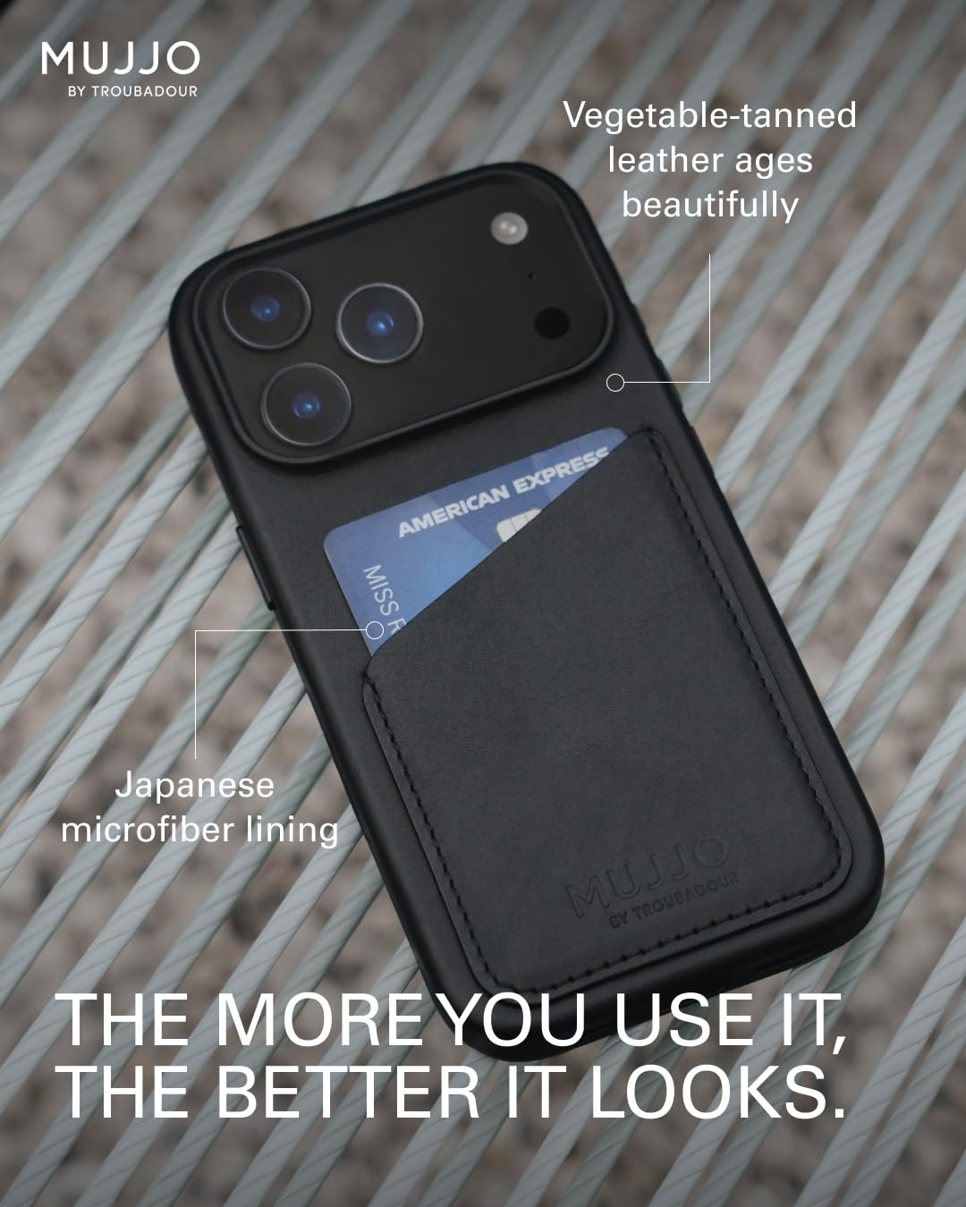 Mujjo Wallet Leather Case for iPhone 17 Pro - MagSafe Compatible - Black