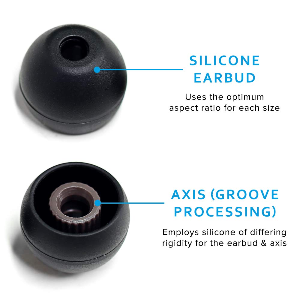 Final Audio Black Silicone Eartips Compatible with 1More, AKG, Audio-Technica, Beats by Dre, Campfire Audio, Empire Ears, Sony (5-Pairs, Multi)