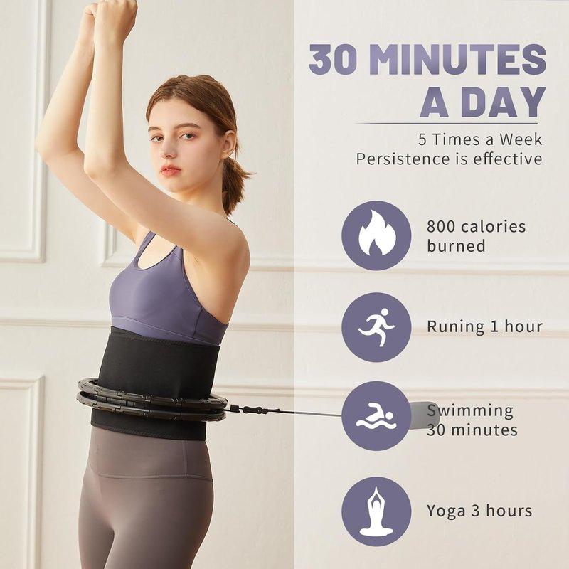Weighted Fit Hoop for Adults - Plus Size Smart Fitness Hoop with Extra Sweat Belt | 32 Detachable Links for Effective Weight Loss & Massage
