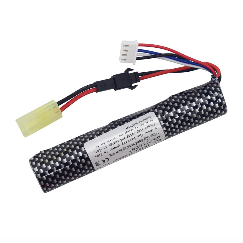 MOONZON 3S 11.1V 2000mAh Li-ion Battery with SM-2P Plug Connector Whith Adapter and USB Charging Cable, Suitable for Airsoft Gel Water Droplet Blaster Air Gun Gel Ball Shock Wave Spare Battery
