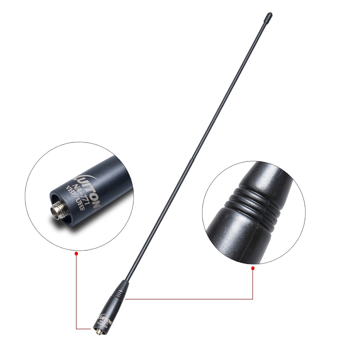 Radio Antenna for BaoFeng UV-5R/888S Long Range Walkie Talkie Antenna 15.6-Inch Whip VHF/UHF (144/430Mhz) Antenna SMA-Female(1 Pack)