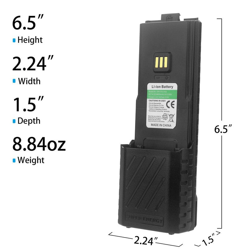 BaoFeng UV-5RM Battery,6800mAh High Capacity 5RM Extended Rechargeable Battery USB-C Charging 7.4V UV-5RM UV-5RH PRO GM-5RH UV-5G Plus GMRS 5RM Series Two-Way Radio (2 Pack+USB-c Charging Cable)
