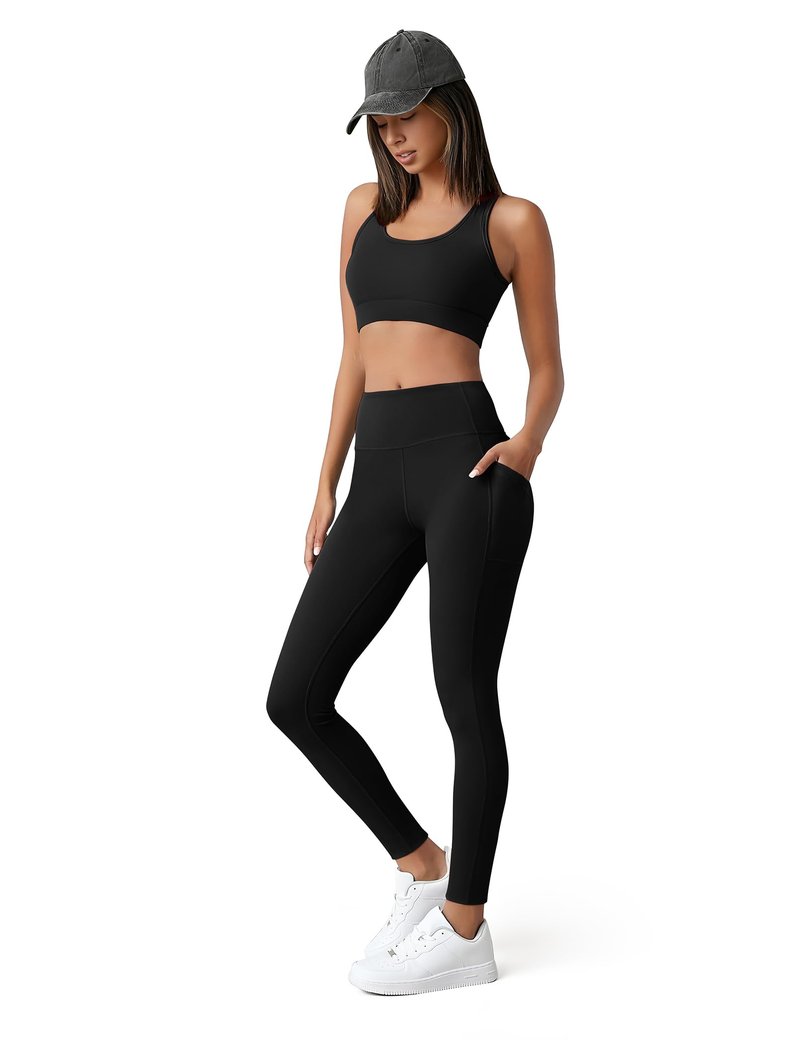 SUNCLOVE 3 Pack Leggings with Pockets for Women High Waisted Tummy Control Soft Yoga Pants Womens Workout Gym Leggings