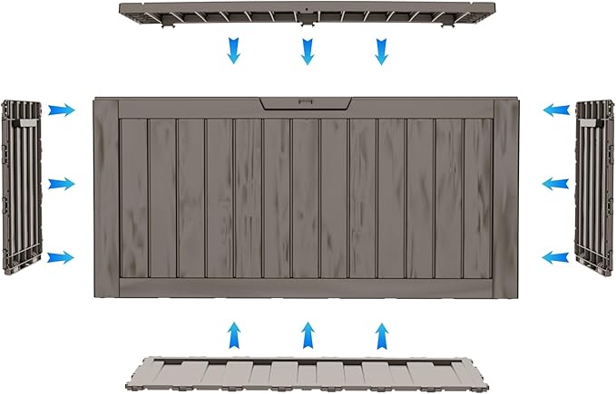 80 Gallon Outdoor Storage Box with Wheels, Waterproof Lockable Resin Deck Box Patio Storage Bin for Pool Accessories Cushion Furniture, Garden Tools, UV-Resistant Outside Delivery Grey