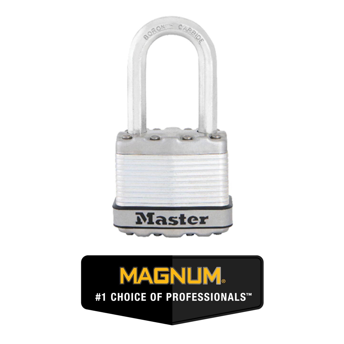 Master Lock Silver Magnum Outdoor Padlock with Key, Keyed Alike Gate Locks for Outdoor Fence or Shed with Long Shackle, 4 Pack, M1XQLFCCSEN