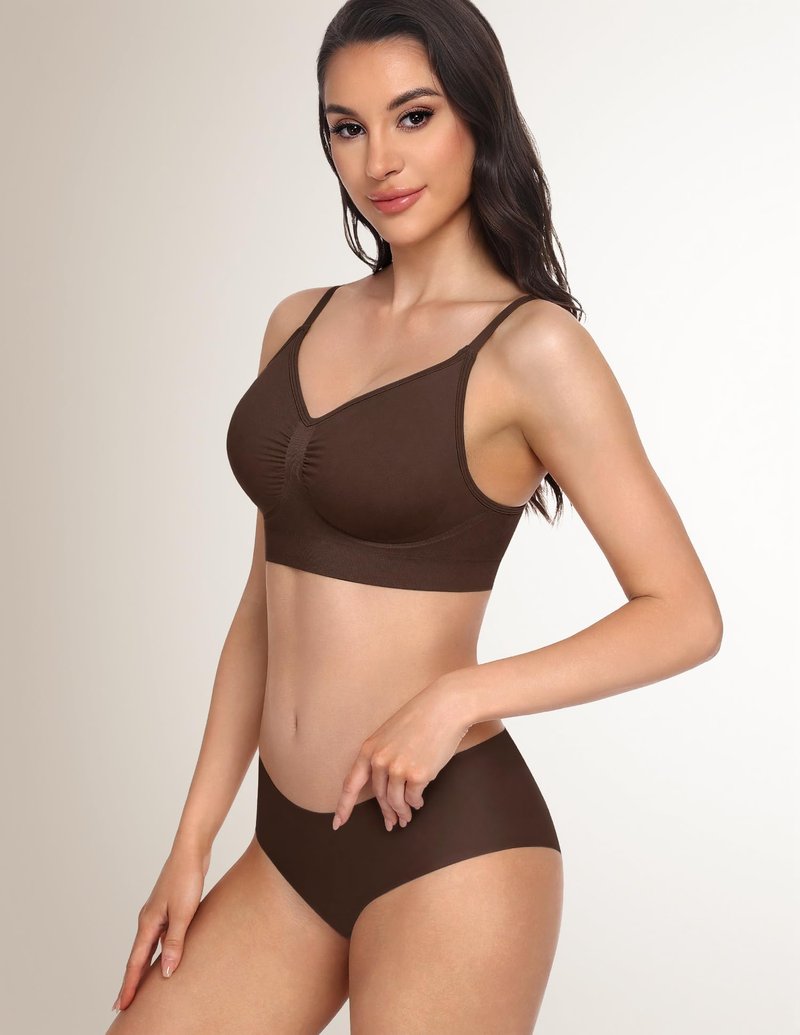WANAYOU Bras for Women Bralettes for Women with Support Wireless Bras Compfortable No Underwire Push Up Padded Bra Seamless Soft Lift Everyday Bra V Neck Ajustable Straps T Shirt Bra 3 Pack